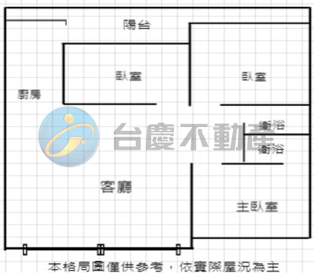 大全聯～文華雙語學區華廈中庭翻新一樓美三房｜物件照片1